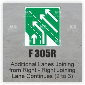 F305R - Additional Lanes Joining from Right, Right Joining Lane Continues (2 to 3)