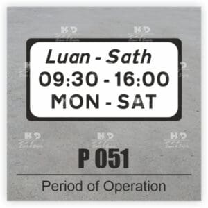 P051 - Supplementary Plate - Periods of Operation