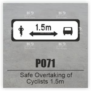 P071 - Supplementary Plate - Safe Overtaking of Cyclists 1.5m