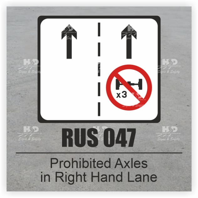 RUS047 - Prohibited Axles in Right Hand Lane - Lane on Approach to Road Tunnel