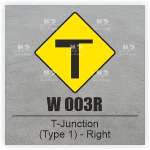 W003R - T-Junction Right (Type 1) with Road of Lesser Importance