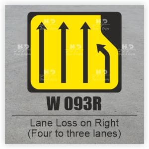 W093R - Lane Loss (Four to Three Lanes) - Right