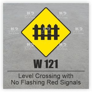 W121 - Level Crossing with No Flashing Red Signal (with Barriers or Gates)